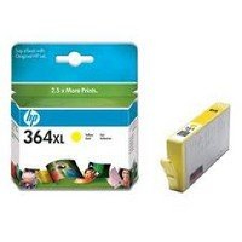 HP 364XL Value Original Ink Cartridge; Yellow;  Page Yield 750; HP DeskJet 3070A; B010a; C5380; D5460; 5510; 5515; C6380; 6510; B8550; B110e; B209a;  B210a;  C309n; C310a; C410b; C510a;-CB325EE