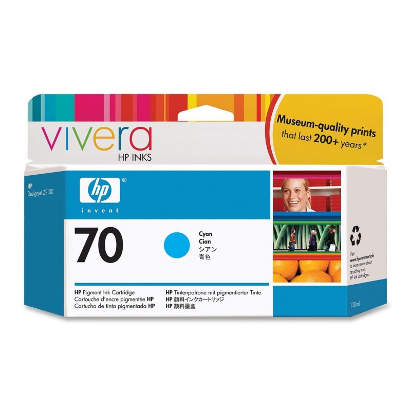 HP 70 Standard 1-Pack Original Ink Cartridge; Cyan 130 ml;  ; HP DesignJet Z2100, Z5200, Z5400-C9452A