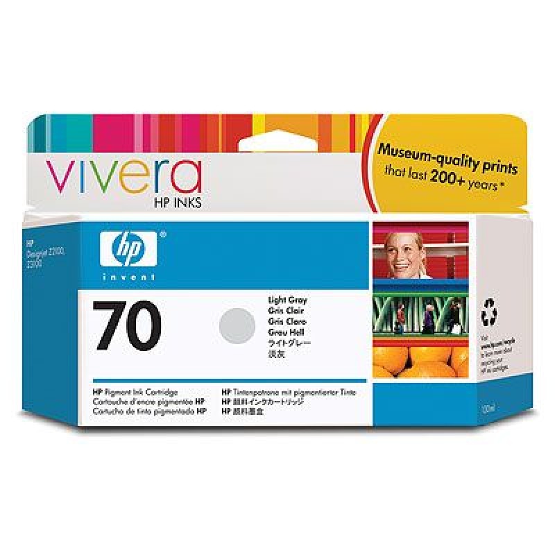 HP 70 Standard 1-Pack Original Ink Cartridge; Light Grey 130 ml;  ; HP DesignJet Z2100, Z3100, Z3200, Z5200, Z5400-C9451A