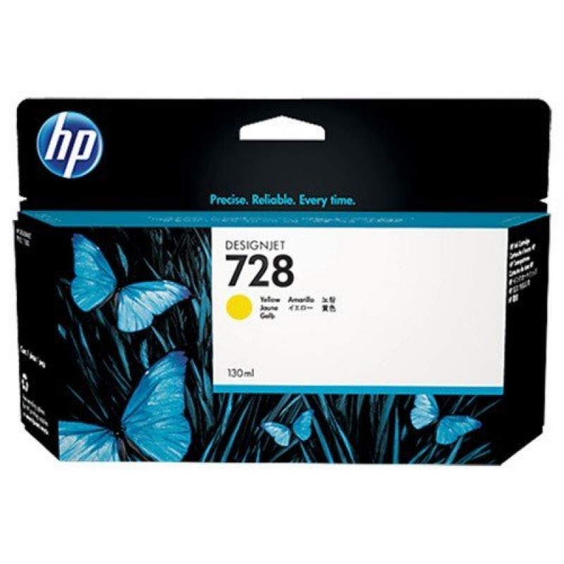 HP 728 Standard 1-Pack Original Ink Cartridge; Yellow 130 ml;  ; HP DesignJet T730, T830-F9J65A