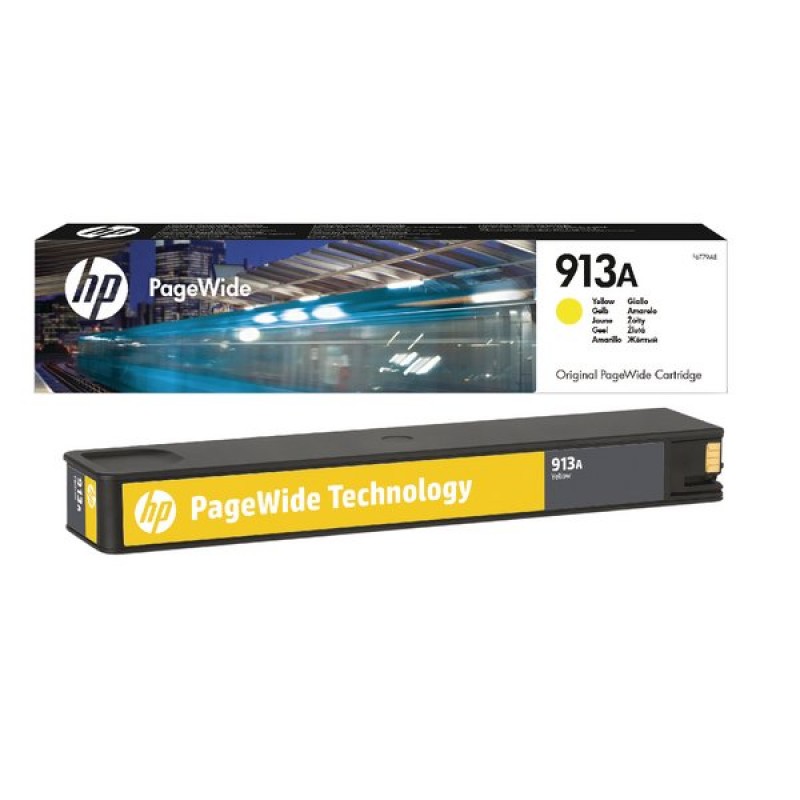 HP 913A Standard Original Ink Cartridge; Yellow;  Page Yield 3000; HP Page Wide Pro 352; 377; 477;-F6T79AE