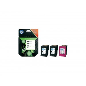 HP 300 3 - Pack Original Ink Cartridge; Black (2) Tri Color (1) ;  ; HP Deskjet D2560/D1660/D5560/D2660; HP Deskjet F4280/F4272/F2480/F2420/F4580; HP ENVY 100/110/114/120; HP Photosmart C4780/C4670/C4680