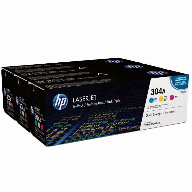 HP 304A Original LaserJet cartridge; cym; 2800 Page Yield ; 3 - pack; CLJ CP2025/CM2320MFP-CF372AM