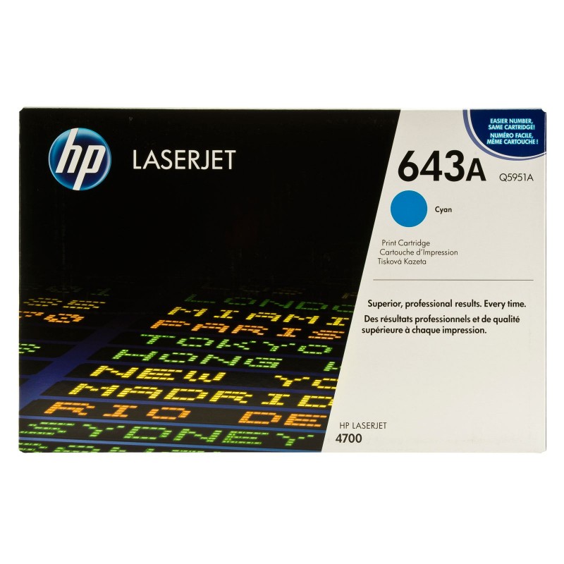 HP 643A Original LaserJet cartridge; cyan; 10000 Page Yield ; 1 - pack; CLJ 4700-Q5951A