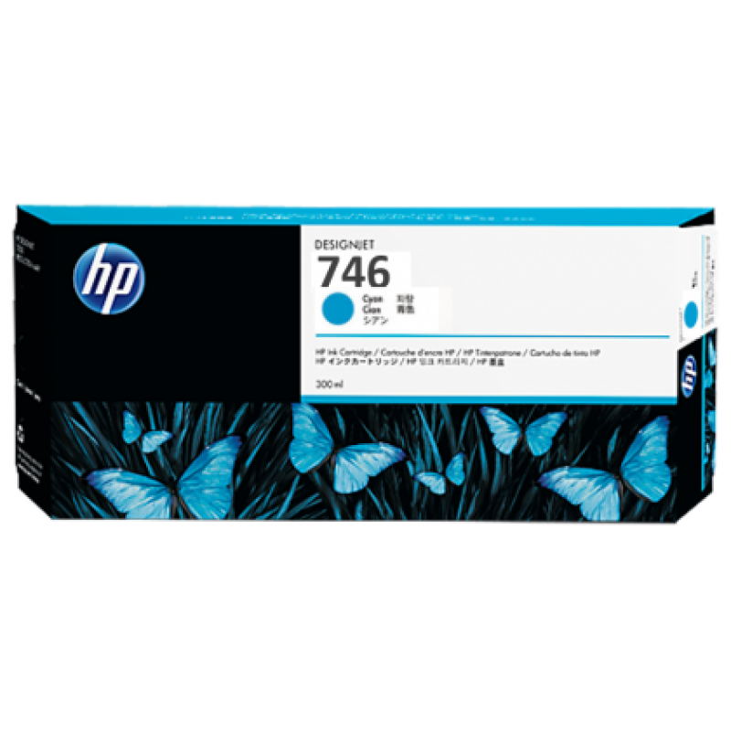 HP 746 300-ml Cyan DesignJet Ink Cartridge-P2V80A