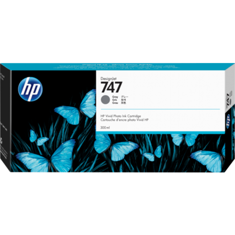 HP 747 300-ml Gray DesignJet Ink Cartridge-P2V86A