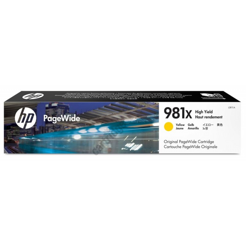 HP 981X Standard 1-Pack Original Ink Cartridge; Yellow;  Page Yield 10000; HP PageWide Enterprise Color 556; 586;-L0R11A