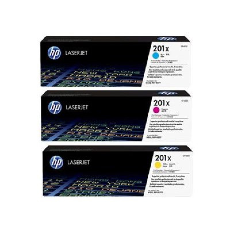HP 201X Original LaserJet cartridge; Cyan/Magenta/Yellow; 2300 Page Yield ; 3 - pack; HP Color LaserJet Pro MFP M277/M274/M252-CF253XM