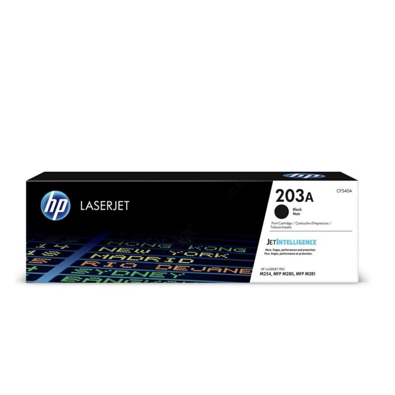 HP 203A Original LaserJet Toner Cartridge; Black; Page Yield  1,400 pages; HP Color LaserJet Pro M254dw; M254nw; MFP M280nw; M281fdn; M281fdw-CF540A