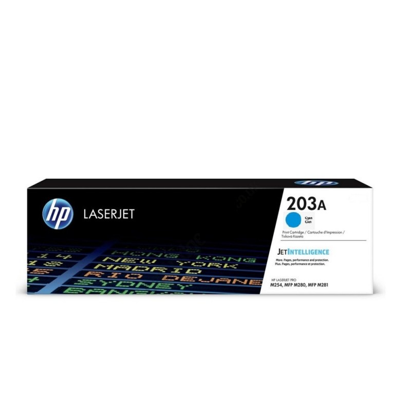 HP 203A Original LaserJet Toner Cartridge; Cyan; Page Yield  1,300 pages; HP Color LaserJet Pro M254dw; M254nw; MFP M280nw; M281fdn; M281fdw-CF541A