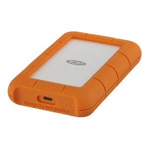 LACIE RUGGED 1TB USB-C USB3.0 Drop crush and rain-resistant for all terrain use orange No data cable