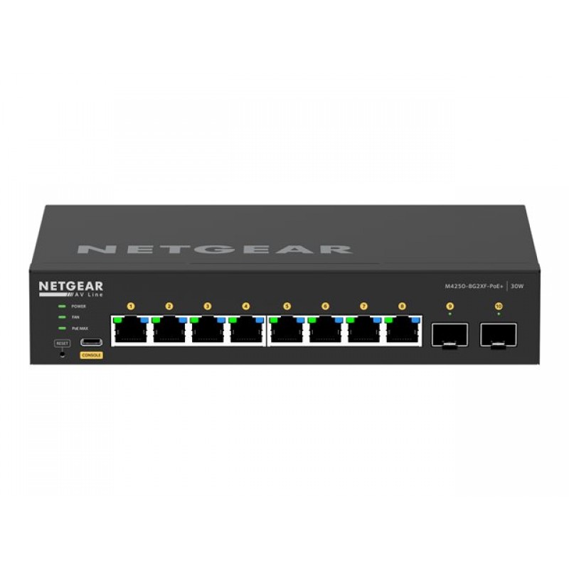 NETGEAR 10PT M4250-8G2XF-POE+ Managed Switch, GSM4210PX-100EUS