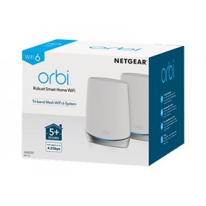 NETGEAR Orbi Whole Home Tri-Band Mesh WiFi 6 System AX4200 Router With 1 Satellite Extender