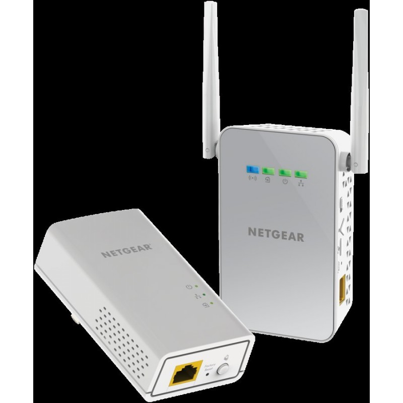 Netgear POWERLINE 1000 + WiFi AC650, 1 Gigabit Port, комплект от 2 броя-PLW1000-100PES