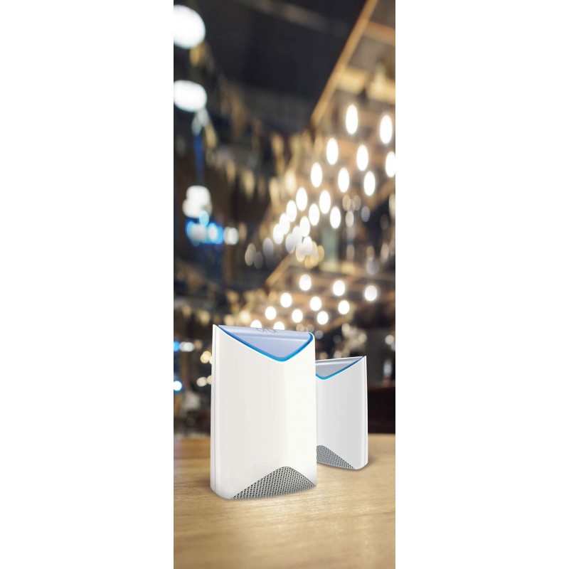 Netgear ORBI Pro SRK60, 4PT AC3000 (1733 + 866 + 400 Mbps) Tri-band WiFi, Multi-MIMO, Gigabit Router, 6 internal antenas, с голям екстендър-SRK60-100EUS