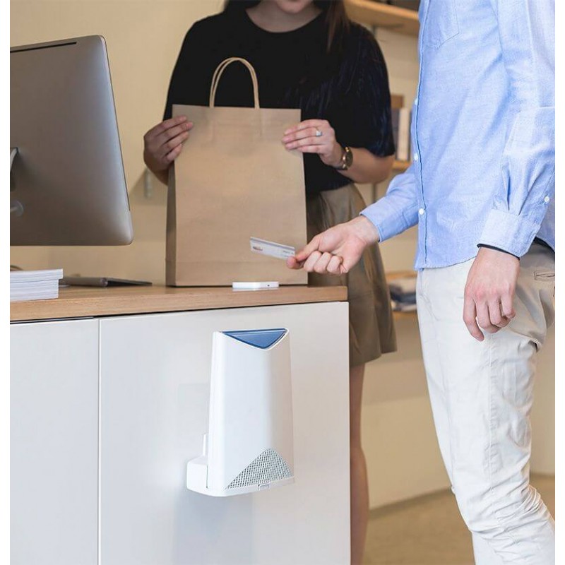 Netgear ORBI Pro SRK60, 4PT AC3000 (1733 + 866 + 400 Mbps) Tri-band WiFi, Multi-MIMO, Gigabit Router, 6 internal antenas, с голям екстендър-SRK60-100EUS