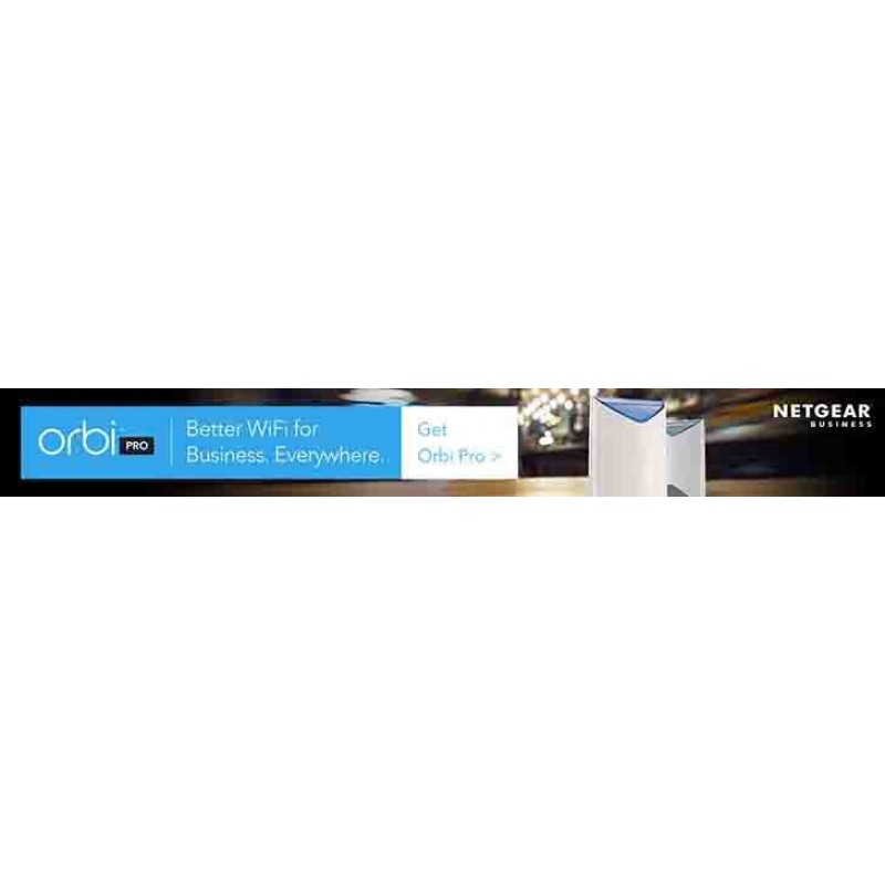 Netgear ORBI Pro SRK60, 4PT AC3000 (1733 + 866 + 400 Mbps) Tri-band WiFi, Multi-MIMO, Gigabit Router, 6 internal antenas, с голям екстендър-SRK60-100EUS