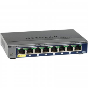 Netgear GS108T v3, 8 x 10/100/1000 Gigabit Smart switch with enhanced QoS, PoE Powered, Link Aggregation