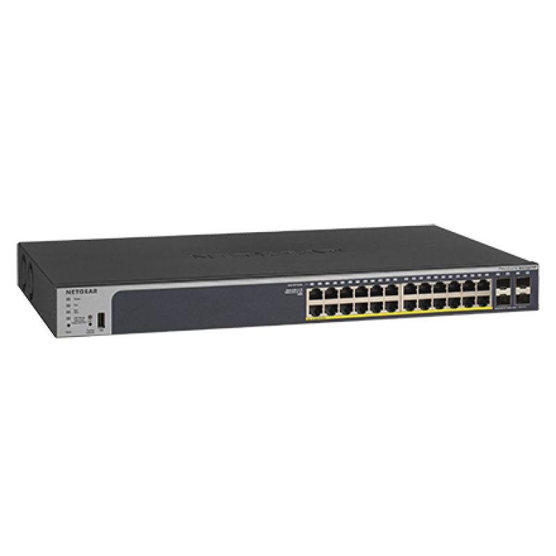 Netgear GS728TPP v2, 24 x 10/100/1000 PoE+ Gigabit Smart switch with 4 x SFP, Budget 384W 24 x POE+ (720W with EPS), static routing-GS728TPP-200EUS