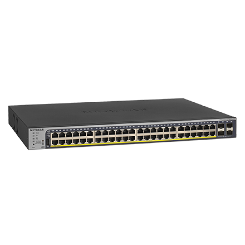 Netgear GS752TP, 48 x 10/100/1000 PoE and 4 SFP, 8 x PoE+, 2nd generation SMART SWITCH, Budget 380W, static routing-GS752TP-200EUS