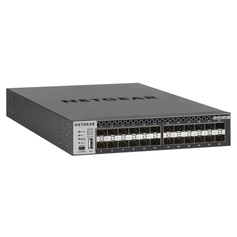 Netgear M4300-24XF, 24 x SFP+, 2 x 10G Base-T dedicated, Stackable Switch-XSM4324FS-100NES