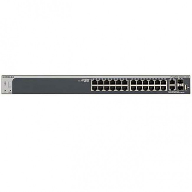 Netgear S3300-28X, 24 x 10/100/1000 Stackable Smart Switch, 4 x 10G (2 cooper, 2 SFP+ Fiber)-GS728TX-100NES