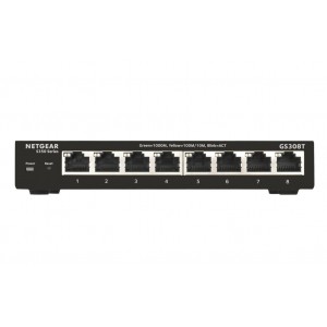 Netgear GS350 Series GS308T, 8 x 10/100/1000 Gigabit Smart switch with enhanced QoS, Link Aggregation