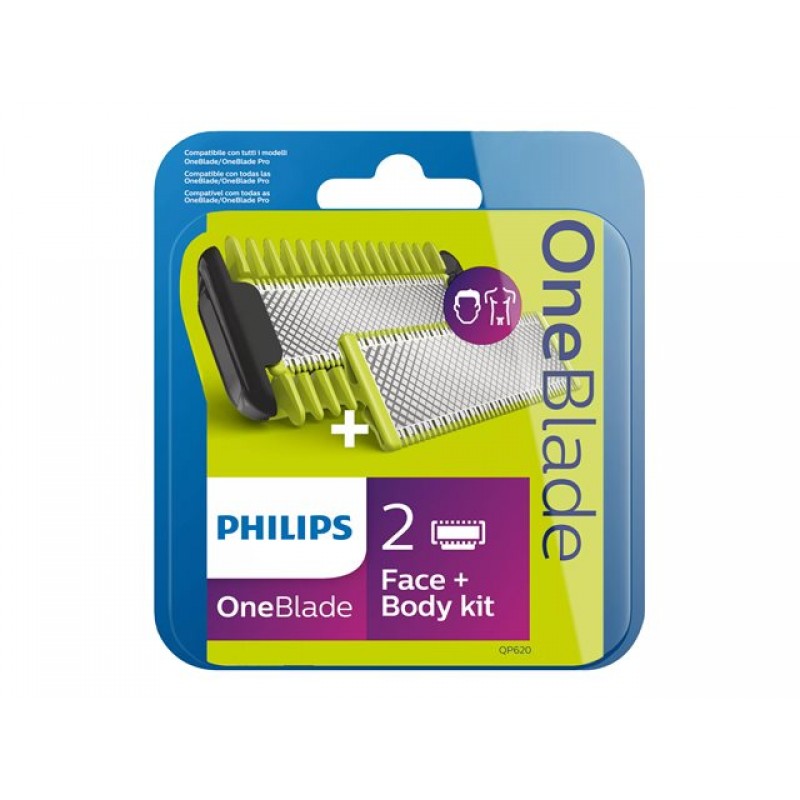 PHILIPS OneBlade replacement pack 1 blade for face 1 blade for body body comb 3mm, QP620/50