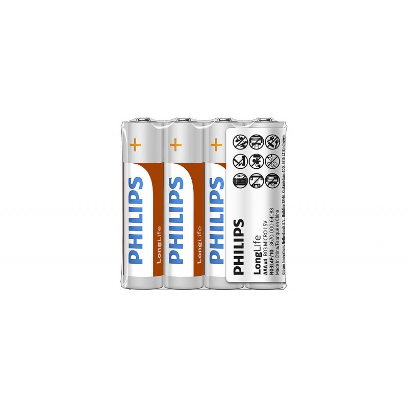 Philips Longlife батерия R03 AAA (E), 4-foil-R03L4F/10