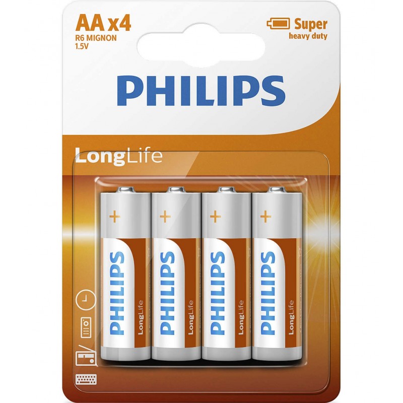 Philips Longlife батерия R6 AA (E), 4-blister-R6L4B/10