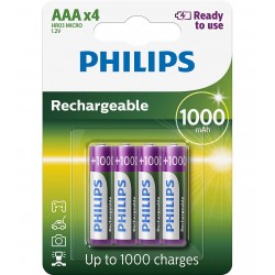 Philips Rechargeable презареждаща батерия AAA 1000 mAh Ready To Use 4-blister (HR03)