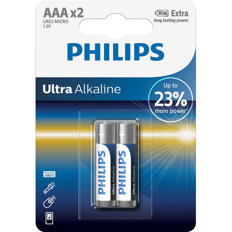 Philips Ultra Alkaline батерия LR03 AAA, 2-blister-LR03E2B/10