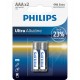 Philips Ultra Alkaline батерия LR03 AAA, 2-blister-LR03E2B/10