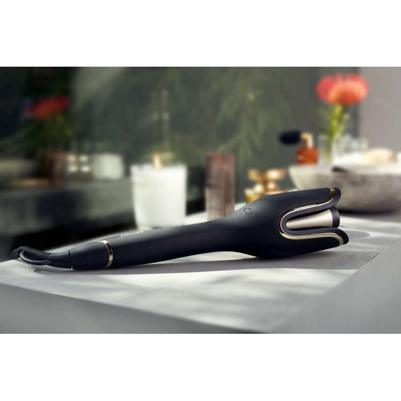 Philips Автоматична маша за коса, интелигентна система за накъдряне, 2 пъти повече коса наведнъж, Вертикален захват, Интелигентни предпазители за къдрици-BHB876/00
