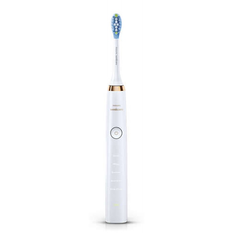 Philips Четка за зъби с акумулаторна батерия Sonicare Diamond Clean 5 режима, 2 глави, зареждаща чаша, USB зарядно, Rose Gold-HX9312/04