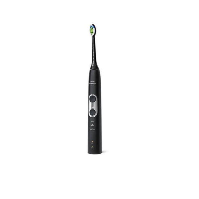 Philips Четки за зъби с акумулаторна батерия Sonicare ProtectiveClean 6100 2бр, Вграден сензор за натиск, 3 режима, 3 интензитети, 2 x BrushSync функции, Калъф за пътуване черна/бяла-HX6877/35