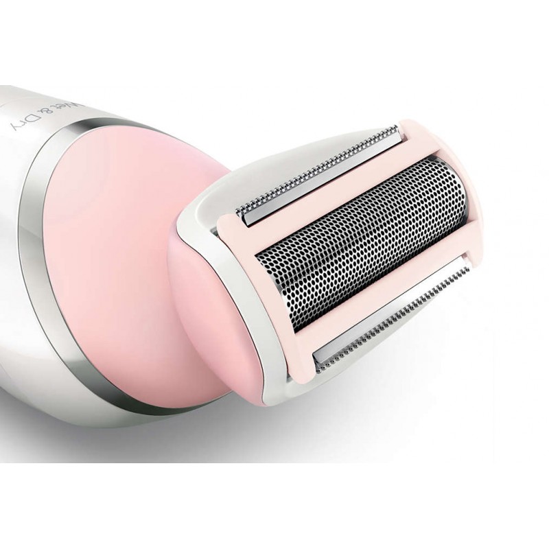 Philips Дамска самобръсначка SatinShave Advanced за мокро и сухо бръснене Самобръсначка с една пластина, Зареждане за 8 часа, 4 приставки-BRL140/00