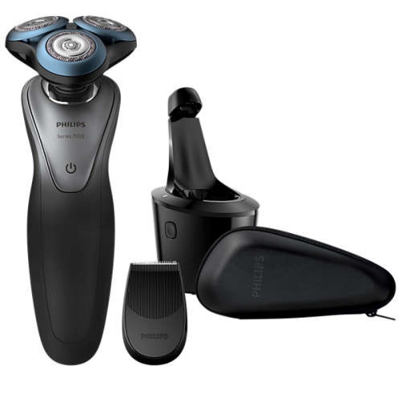 Philips за сухо и мокро бръснене series 7000, Пръстени SkinGlide, Ножчета GentlePrecision, Сензор BeardAdapt, Персонализиран режим за бръснене-S7970/26