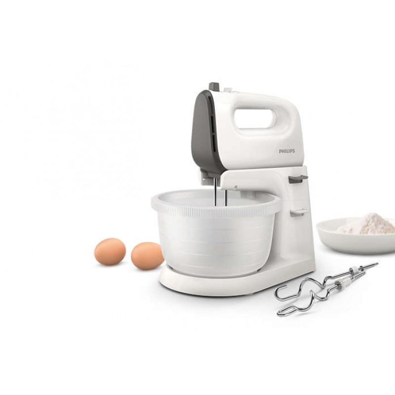 Philips Миксер на стойка  Viva Collection 450 W, 5 скорости + турбо, Автоматично задвижвана 3 л купа, Кашмирено сиво-HR3745/00
