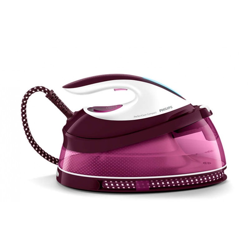 Philips Парогенератор PerfectCare Compact Макс. 5, 3 бара налягане на помпата, До 280 г парен удар, Воден резервоар с вместимост 1, 5 л, Заключване при носене-GC7808/40