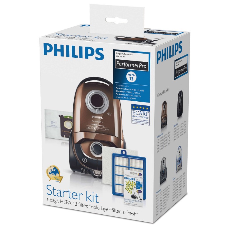 Philips PerformerPro Начален комплект 4 x торбички за прах (s-bag® ULP), 1 x HEPA13 филтър, 1 x трислоен филтър за мотор, 4 x аромат на лимон (s-fresh®)-FC8060/01