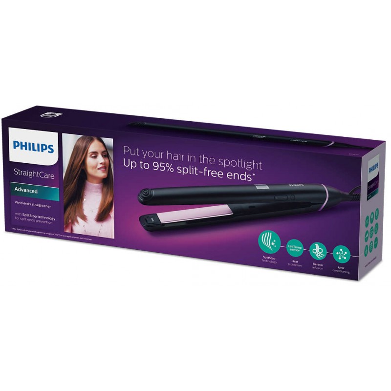 Philips Преса StraightCare Vivid Ends с технологията SplitStop против цъфтящи краища Подхранване с йони Кератинова инфузия-BHS675/00