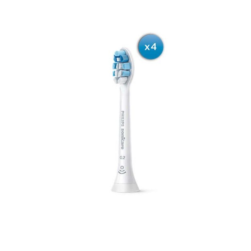 Philips Резервни глави Sonicare G2 Optimal Gum Care (замества  ProResults) 4 бр. в опаковка, Стандартен размер, Поставяне с щракване, Сдвояване в режим BrushSync-HX9034/10
