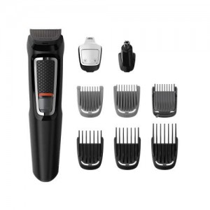 Philips Тример MULTIGROOM „9 в 1“, лице и коса  series 3000 - 9 инструмента, Самонаточващи се ножчета от стомана, До 60 минути време за работа без кабел