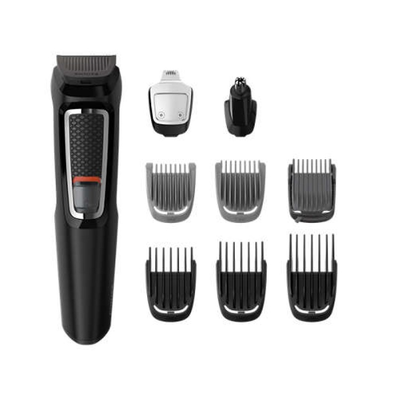 Philips Тример MULTIGROOM „9 в 1“, лице и коса  series 3000 - 9 инструмента, Самонаточващи се ножчета от стомана, До 60 минути време за работа без кабел-MG3740/15