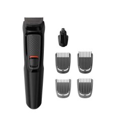 Philips Тример Multigroom series 3000 „6 в 1“, лице 6 инструмента, Самонаточващи се ножчета от стомана, До 60 минути време за работа, Изплакващи се приставки