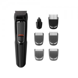 Philips Тример Multigroom series 3000 „7 в 1“, лице и коса 7 инструмента, Самонаточващи се ножчета от стомана, До 60 минути време за работа, Изплакващи се приставки