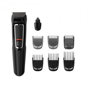 Philips Тример Multigroom series 3000 „8 в 1“, лице и коса 8 инструмента, Самонаточващи се ножчета от стомана, До 60 минути време за работа, Изплакващи се приставки