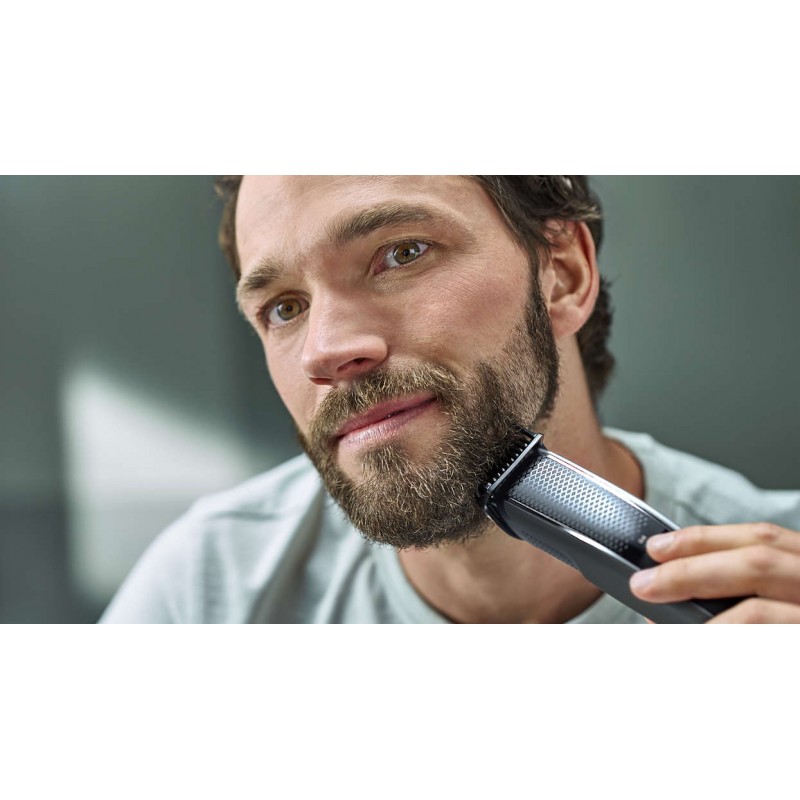 Philips Тример за подстригване на брада series 5000 0,2 mm прецизни настройки, Самонаточващи се метални ножчета, 60 мин. безжична работа/1 ч. зареждане, + Тример за нос NT1150-BT5515/15