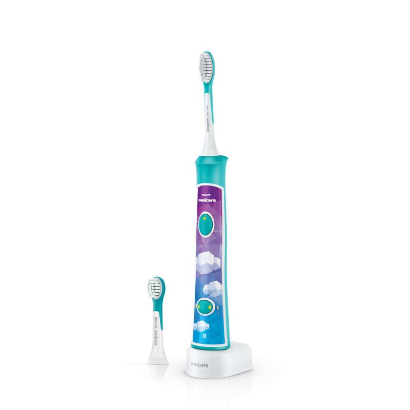 Philips детска четка за зъби Sonicare Kids Вграден Bluetooth® Приложение за тренировка, 2 глави за четка 2 режима + 8 стикера-HX6322/04